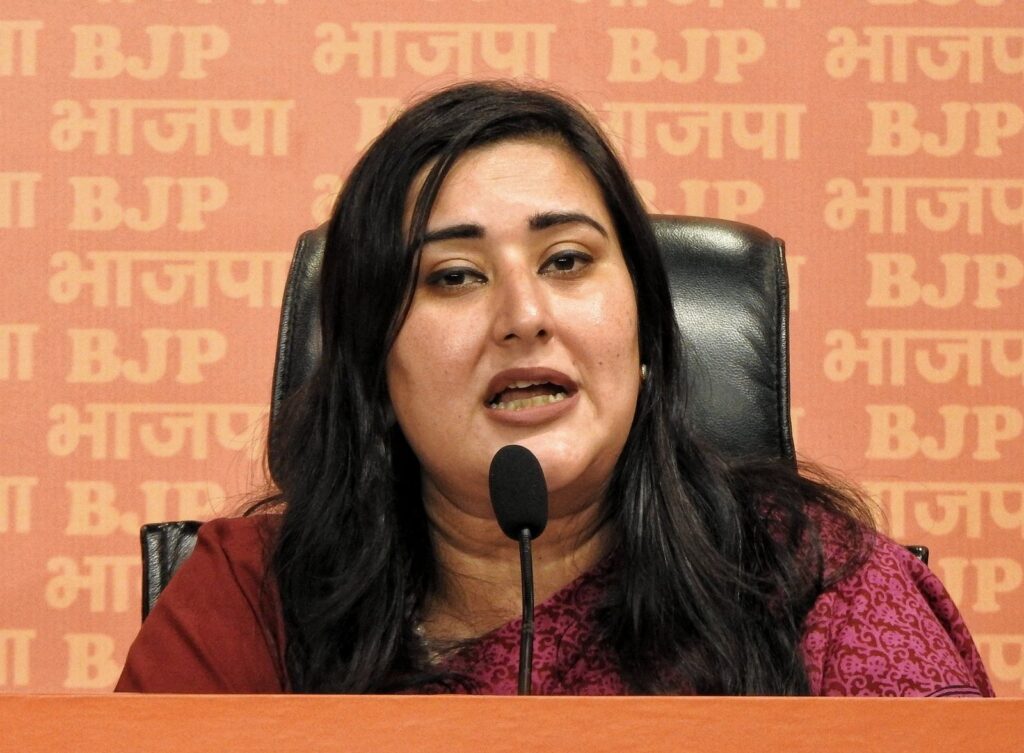 Bansuri Sawraj during a press conference of BJP
